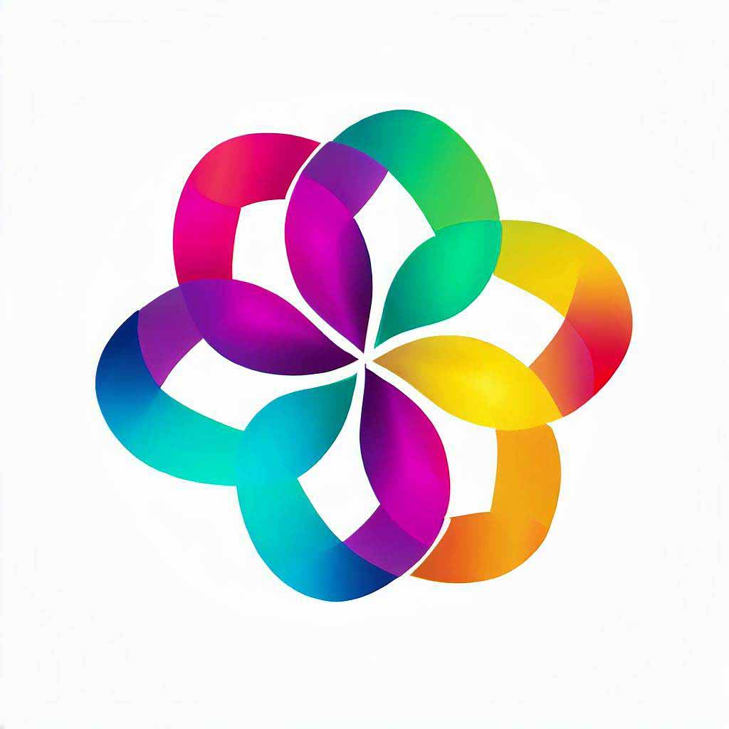 Logo of GPTchatly, colorfull intertwined petals