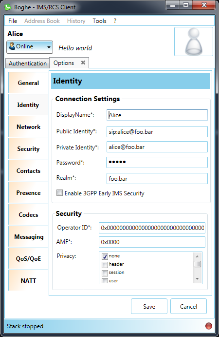Boghe IMS Client setup Alice Boghe IMS Client setup Alice