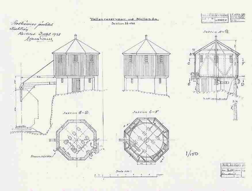 Hallanda water tower drawing