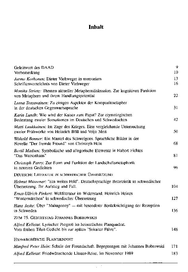 Inhaltsverzeichnis der 11. Folge des Ginkgo-Baums, Seite 1/4