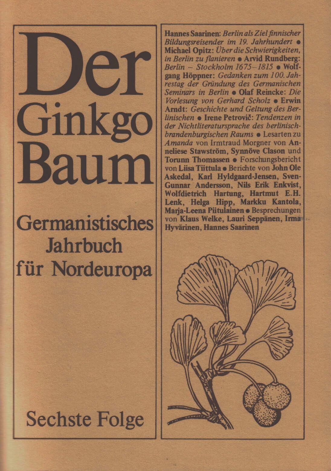 1. Umschlagseite der 6. Folge des Ginkgo-Baums